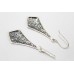 Handmade Dangle Drop Long Earrings 925 Sterling Silver Filigree Design E17